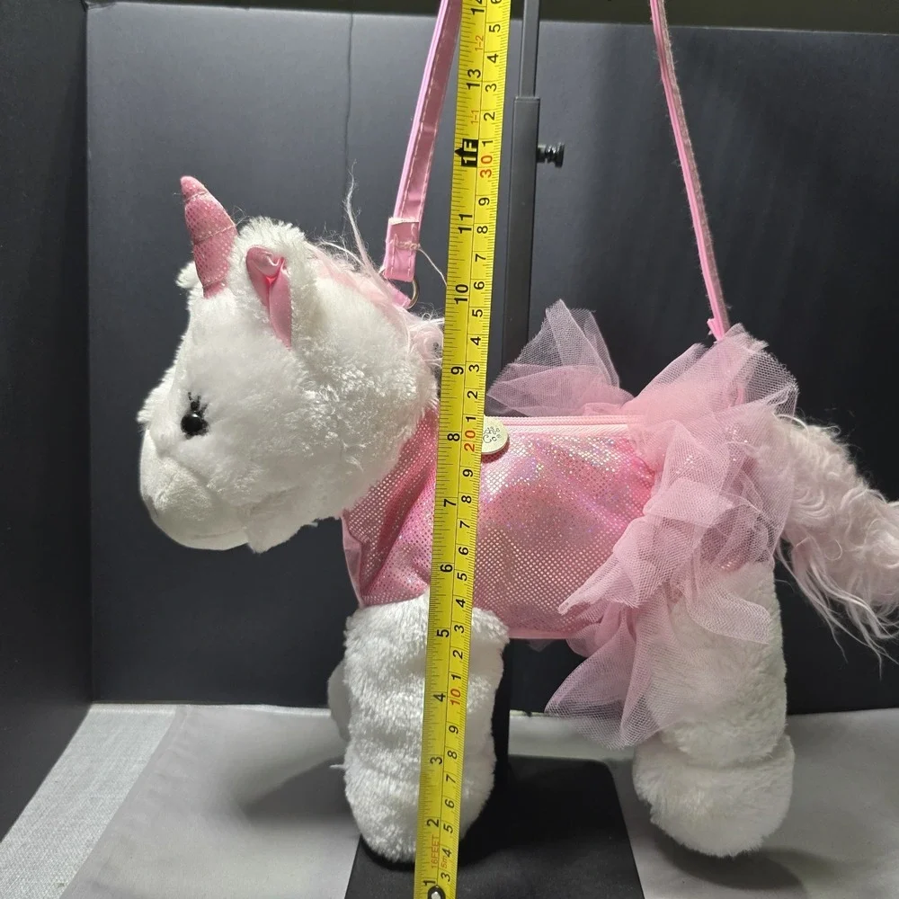 Poochie & Co Girls Sparkly Pink Unicorn Pony Plush Purse Kids Sequin Bodice Tutu